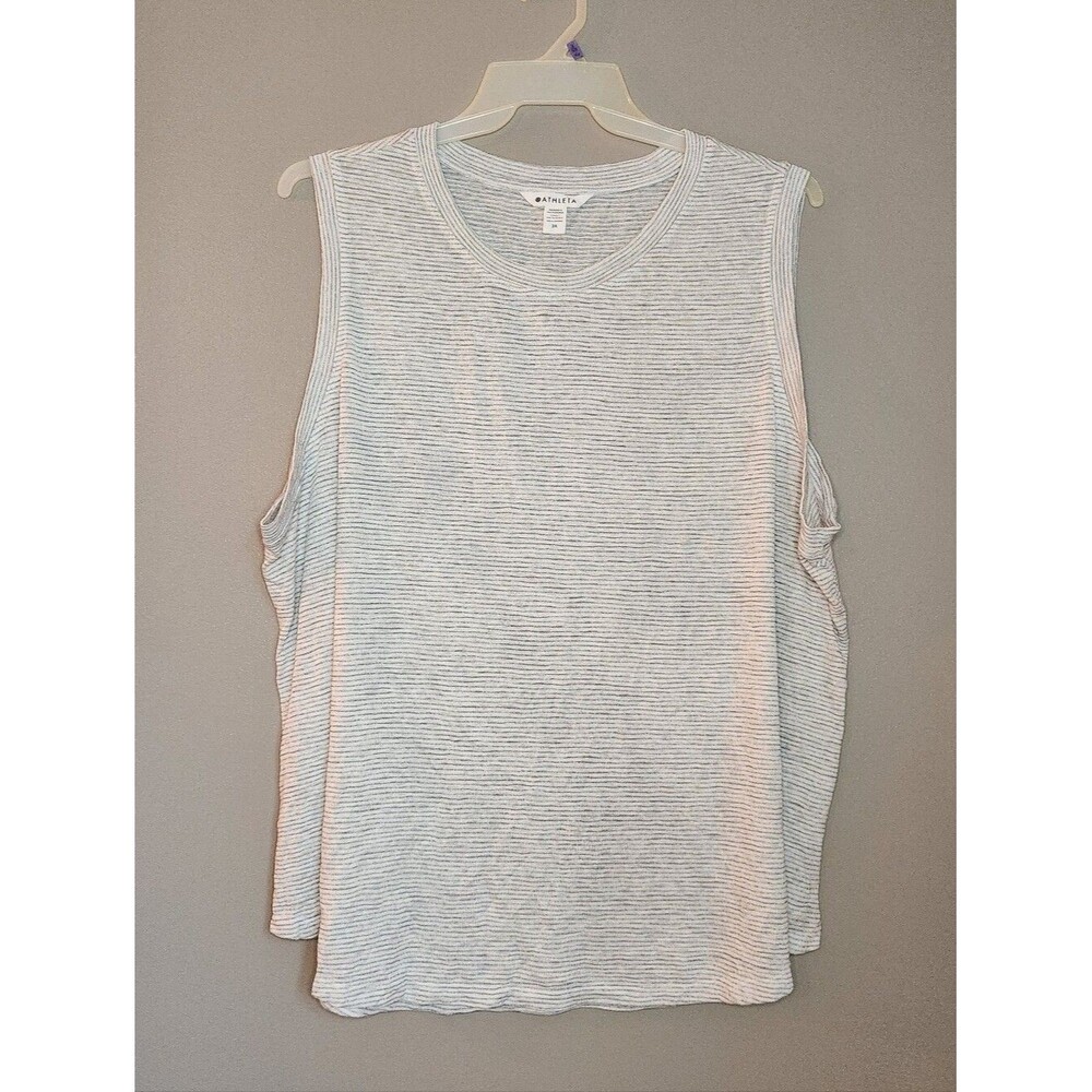Athleta Women's Light Gray Striped Sleeveless Tank Top Size 3X